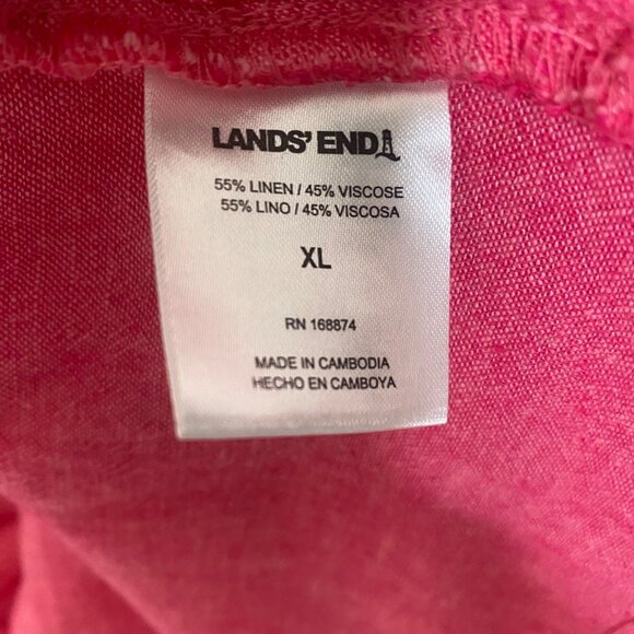Lands End Linen Blend Tunic Top Womens XL Pink V Neck 3/4 Sleeves Lightweight Be - Picture 6 of 9